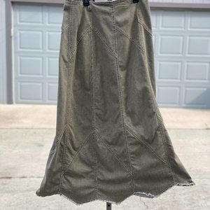 Rare green patchwork denim maxi skirt by Style J